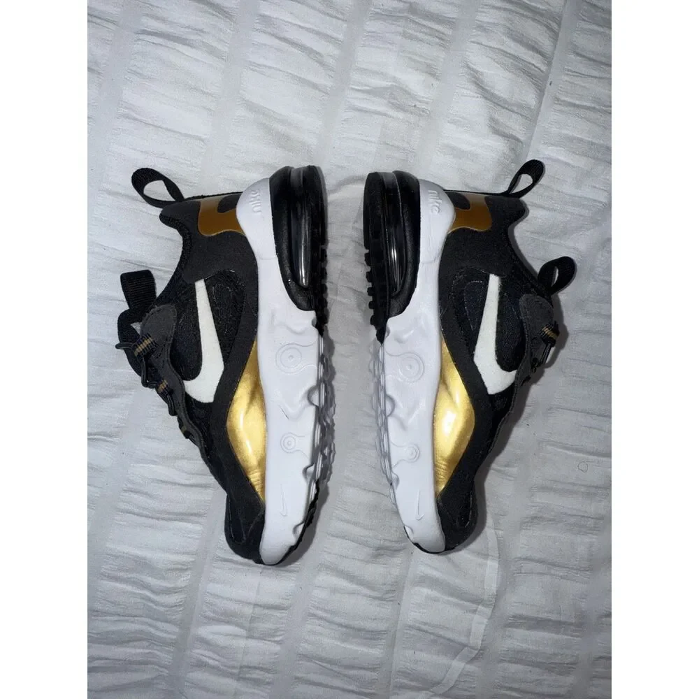 Toddler Nike Air Max 270 React Sneakers Size 6C Blk Gold White NEW !